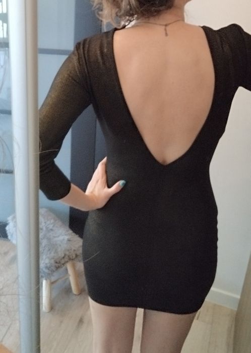 Elegancka czarna MINI sukienka impreza Mohito złota sylwester 36 38