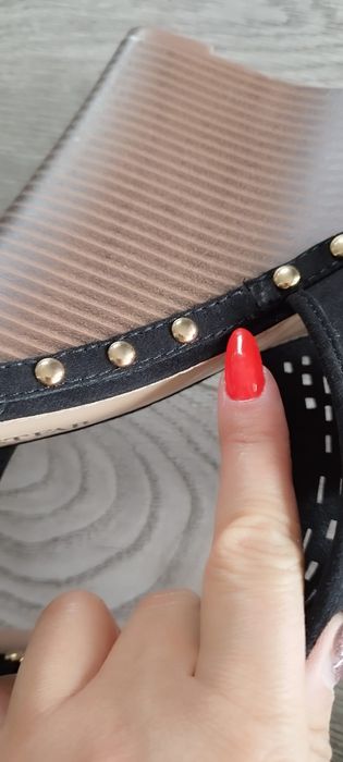 R.40 justFab czarne damskie buty sandały na koturnie