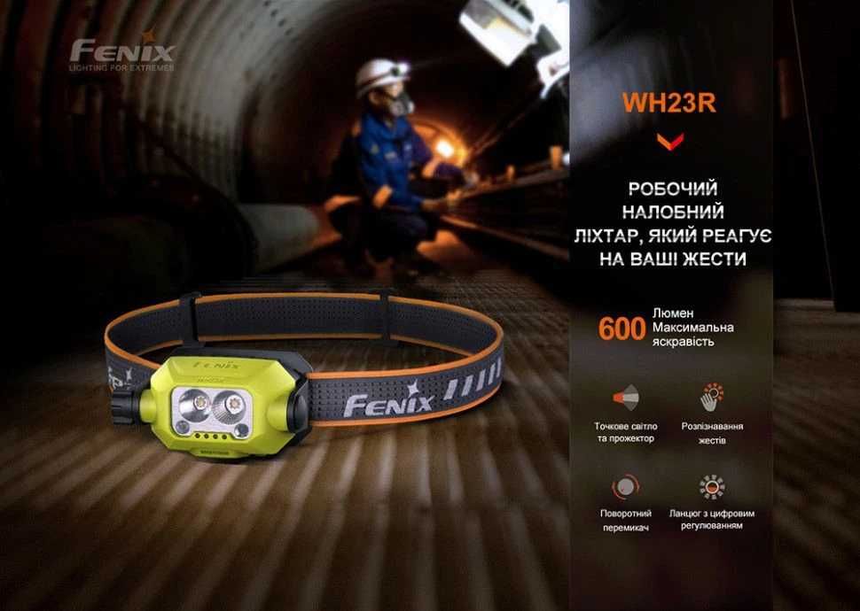 Fenix WH23R Ліхтар Налобний Датчиком Руху - Type-C - ГАРАНТІЯ 5 РОКІВ!