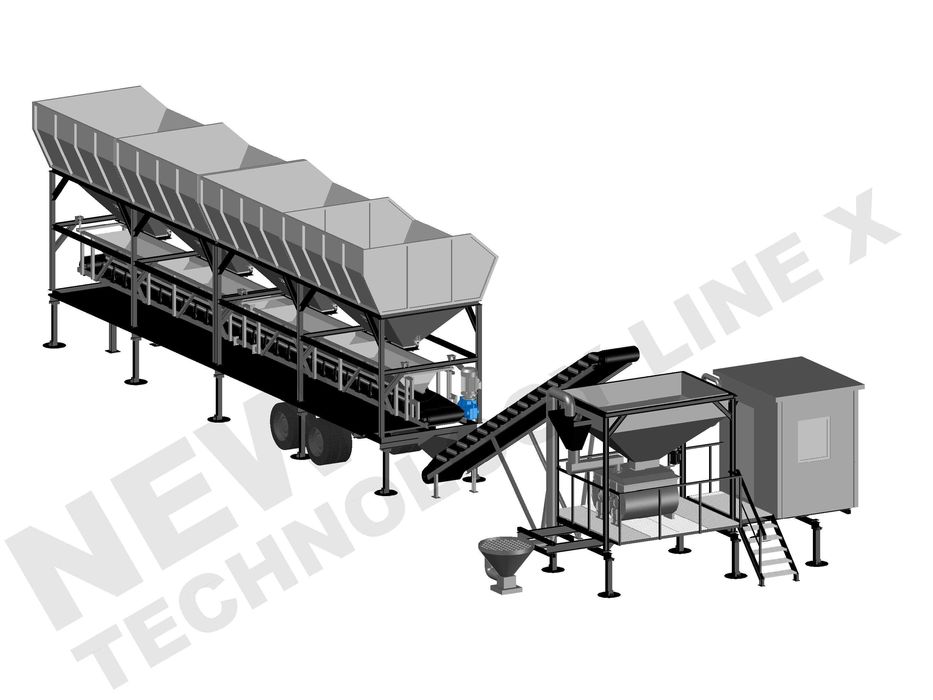 Mini węzeł betoniarski mobilny, produkcja betonu, silos cementu