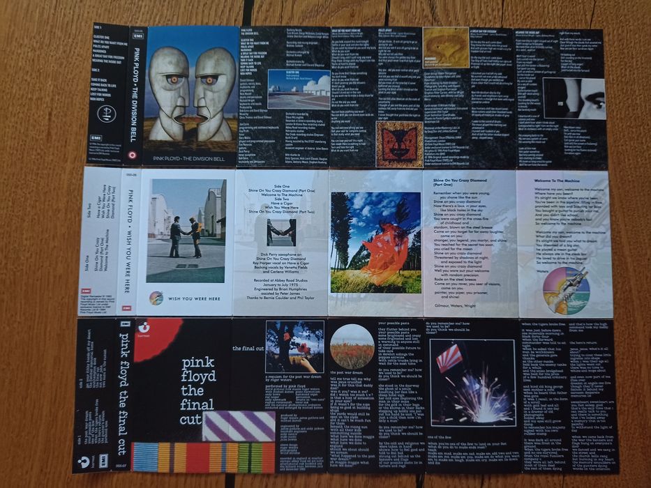 Pink Floyd, 7 альбомів. Комплект вкладишів для аудіокасет