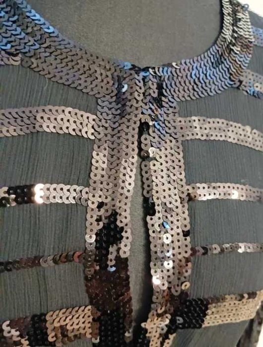 Bluzka damska narzutka cekinowa na Sylwestra czarna rozmiar S 36