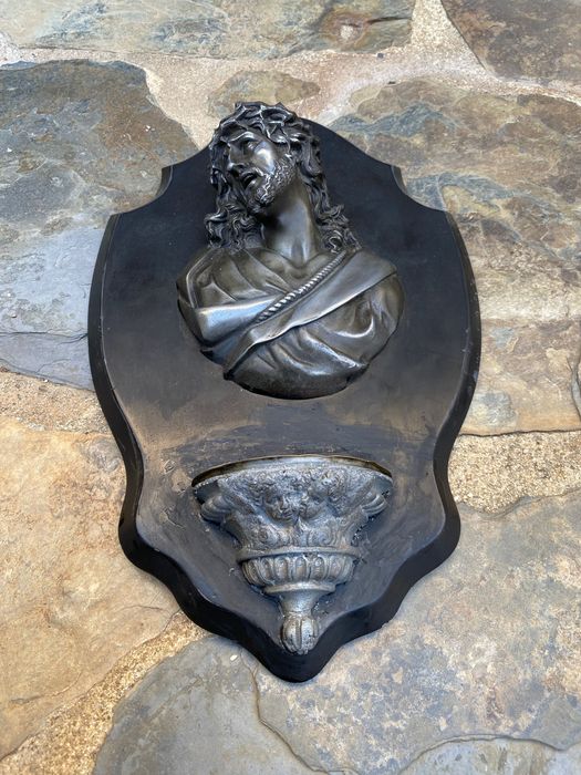 Fonte Igreja Água Benta Séc XIX Arte Sacra 34 cm Metal e prata
