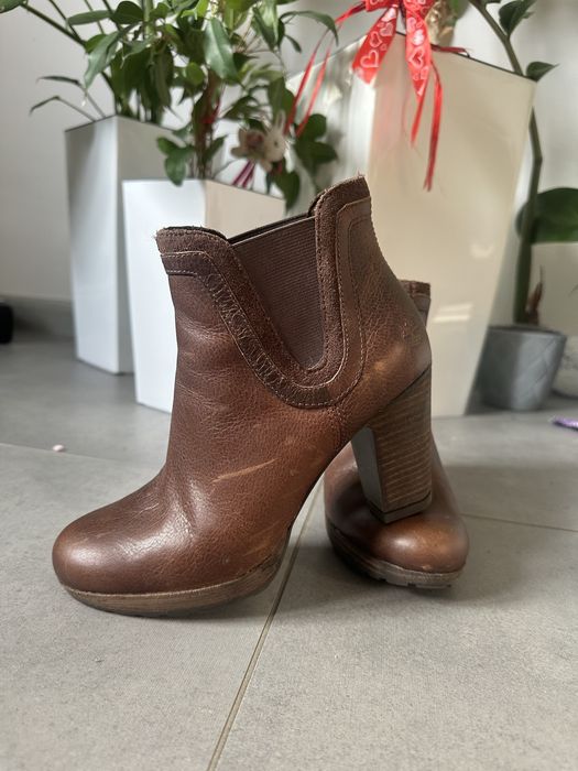 Botki czekoladowe / brazowe  za kostke Timberland 37,5 skorzane