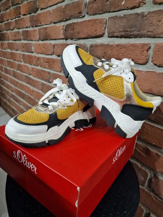 Sneakersy s.Oliver Saffron Comb 37 retro musztardowe