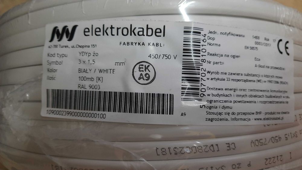 Przewód YDYp 3×1,5 Elektrokabel 200mb
