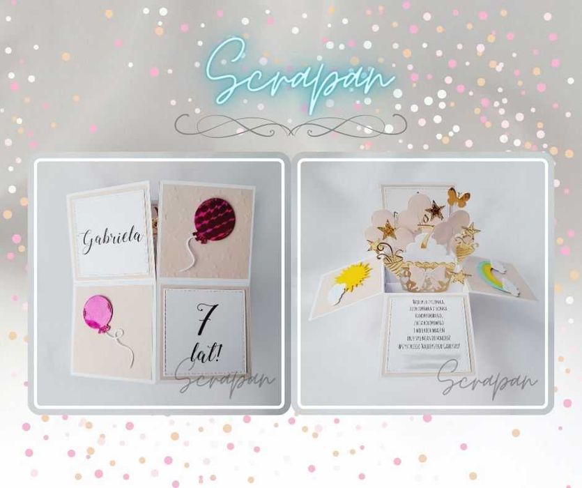 Kartka urodzinowa, roczek dla dziecka, dziewczynki, ręcznie robiona