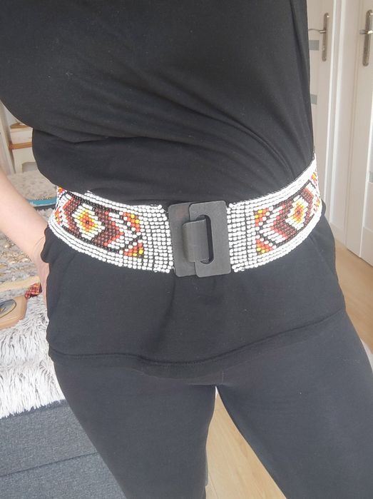 Kolorowy pasek z koralików elastyczny etno boho hippie