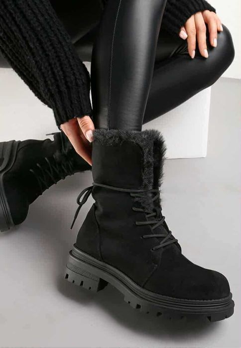 Botki damskie eko zamszowe ocieplane 37-40