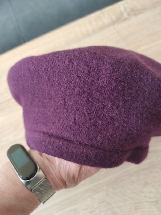 Beret fioletowy Wełna 100%