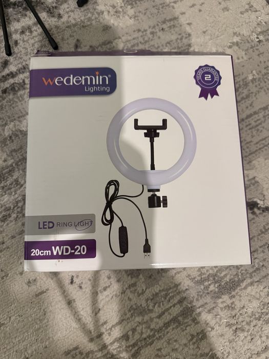 Кільцева LED лампа 20 см Wedemin WD-20 зі штативом і тримачем