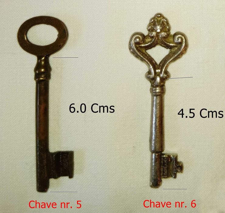 Chaves antigas de latão para móveis vintage
