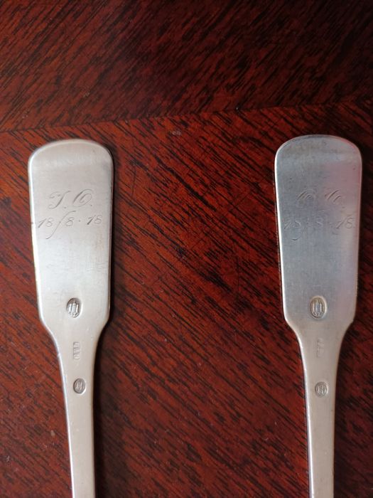 2 łyżki srebrne Dania 1917r.