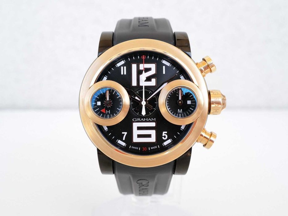 Graham Swordfish Chronograph Black PVD Steel 18k Rose Gold 46mm