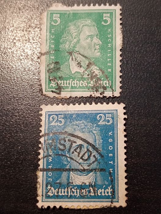 2 selos Alemães Famosos 1926 - Schiller,  Von Goethe