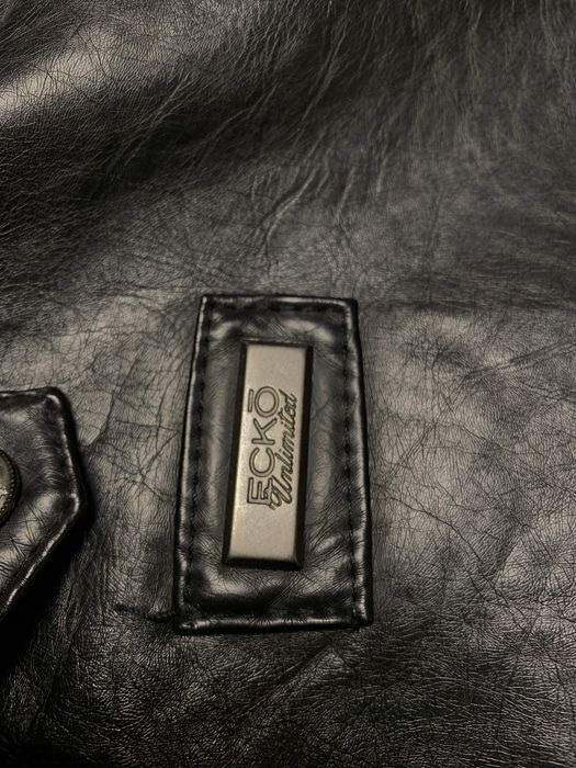 Ecko Unltd Old Polyvinyl leather type jacket bomber swag