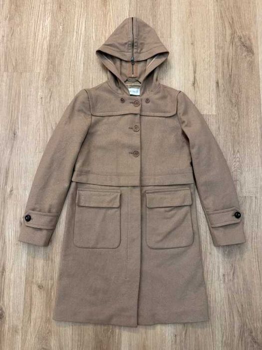See By Chloe Wool Beige Hooded Zip Coat Dufflecoat size M płaszcz wełniany budrysówka z kapturem
