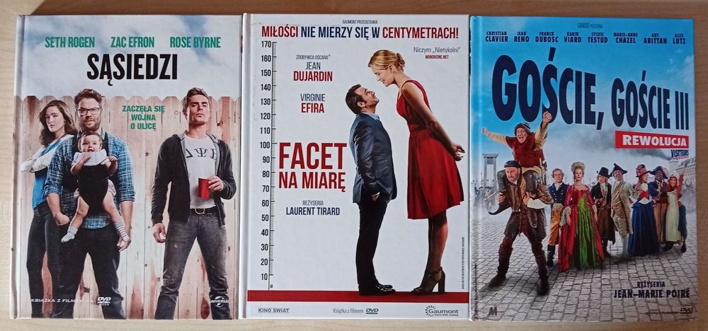 Zestaw 3 filmów DVD Komedie: Sąsiedzi, Facet na miarę, Goście Goście 3 | Wydanie Książkowe Stan Idealny