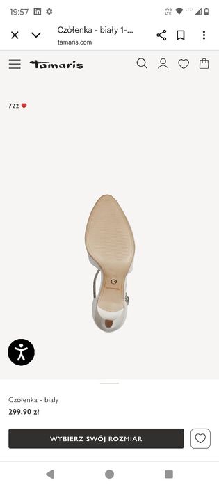 Buty ślubne r. 38 białe perłowe, Tamaris stabilna szpilka