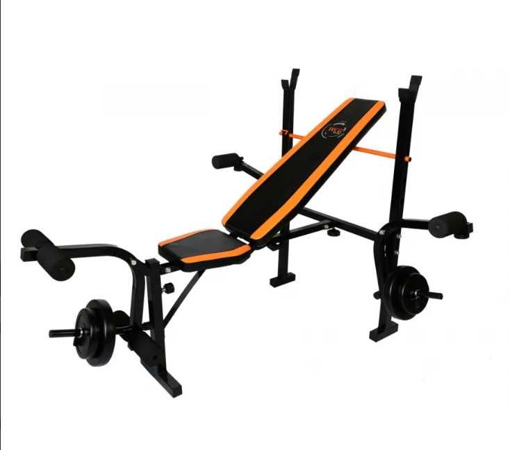 Лавка для жима под штангу со стойками универсальная Скамья, гантели