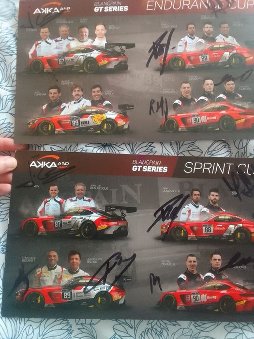 Автографы гонщики гонки Akka asp team blancpain GT serias sprint cup