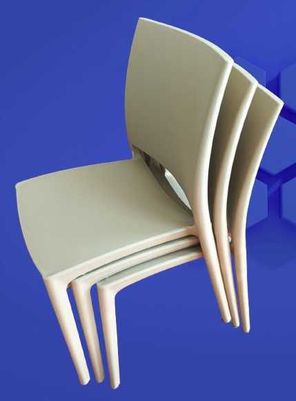 Krzesło konferencyjne biurowe kuchenne plastikowe cateringowe beżowe