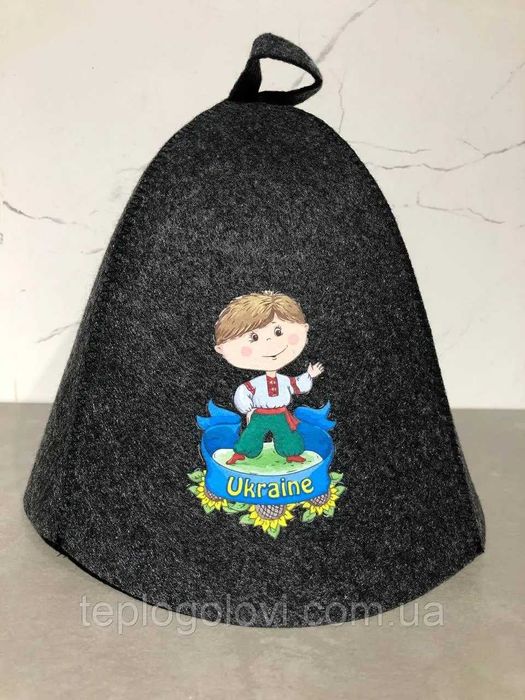 Шапка в баню та сауну, шапки бані з патріотичним принтом