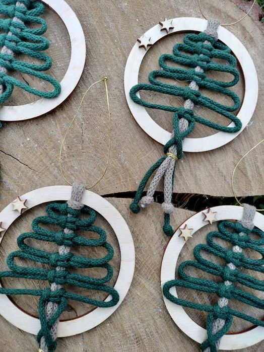 Mała obręcz choinka Makrama stroik Święta