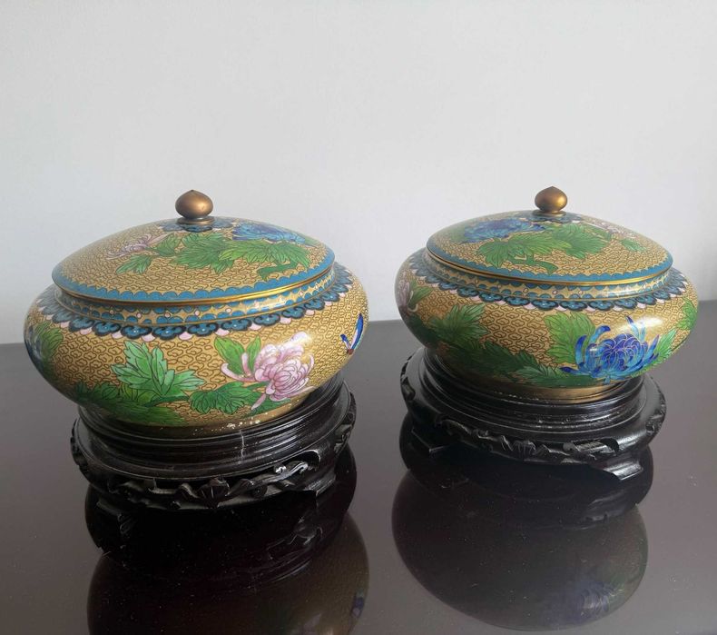 Par de caixas chinesas em Cloisonné