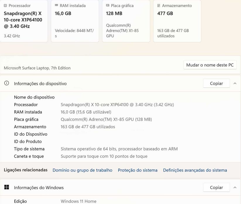 PC Surface laptop 7 - 13,8 polegadas - Copilot + PC - RAM: 16 GB - 512 GB SSD como novo (C/ fatura e garantia)