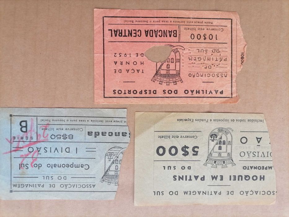 BENFICA Bilhetes Hóquei Patins 1952 Jogos c/ Sintra e Paço  de Arcos