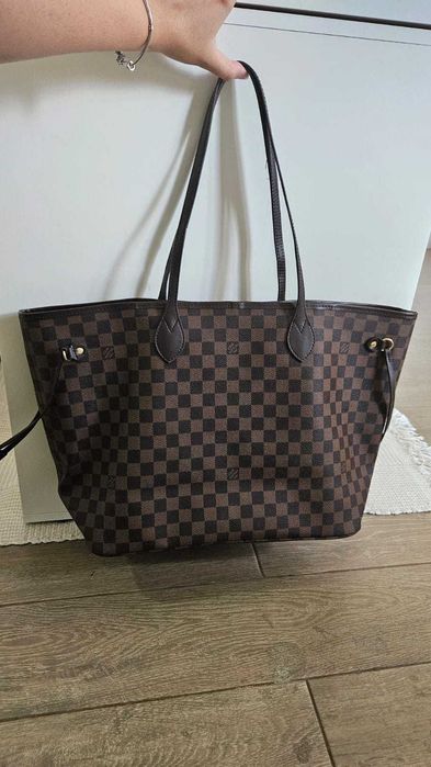 Mala Louis Vuitton Neverfull GM em tela Damier Ebene