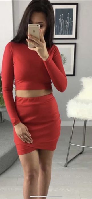 Sukienka tooshe set sexy komplet czerwony 2 częściowy rozm S