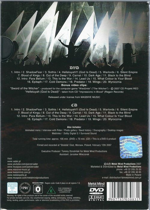 DVD+CD Vader - And Blood Was Shed In Warsaw (2007) (Metal Mind Productions) Swing Case