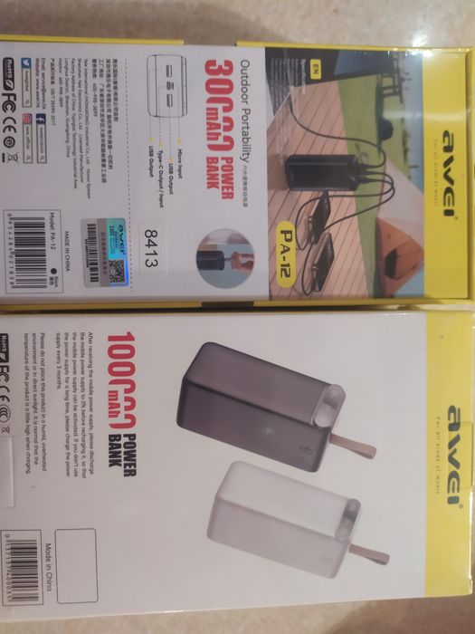 Портативний повербанк AWEI PA-12 30тис 100000 зі швидкою зарядкою 22.5