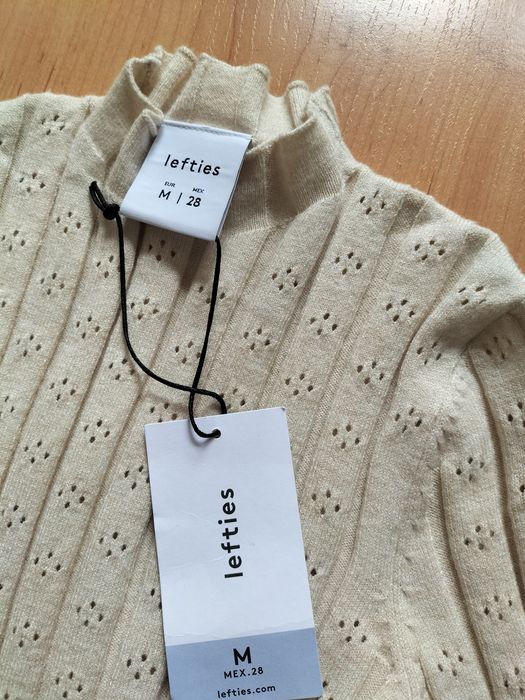 Vestido malha beje comprido Lefties novo