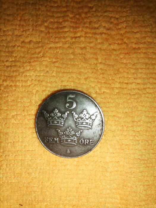 MOEDA ANTIGA SUÉCIA 5 ÖRE  DE 1947