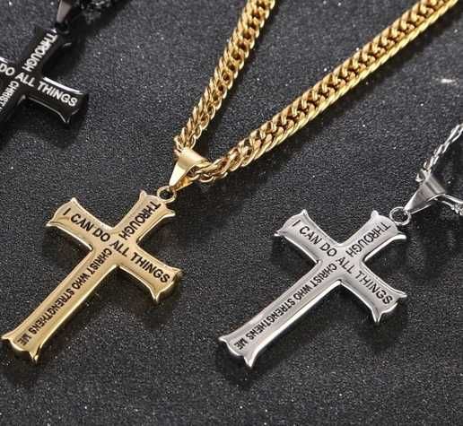 Colar 'Can do ALL' - cruz e fio