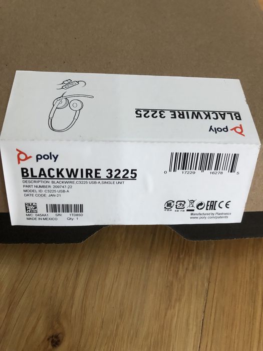 Słuchawki przewodowe Plantronics Blackwire C3225 USB-A pałąk