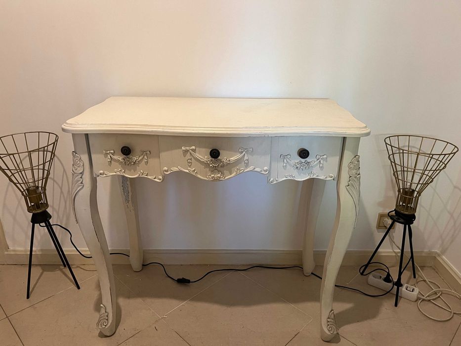 Consola/Toucador Provençal Branco com Gavetas