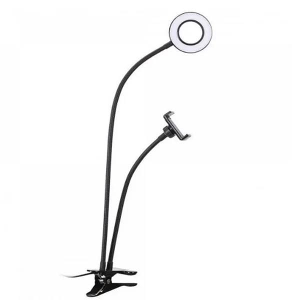 Держатель для телефона с Led подсветкой на прищепке кольцо селфи