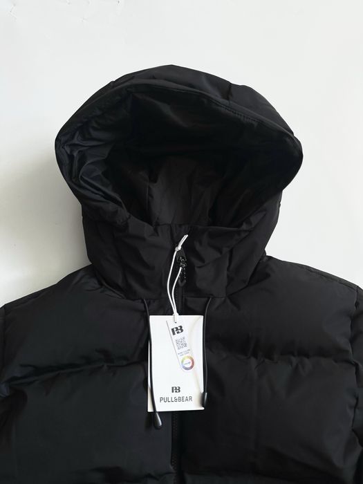 Пуховик Pull&Bear Чорний Дутий Зимова Куртка Пулбір puffer jacket