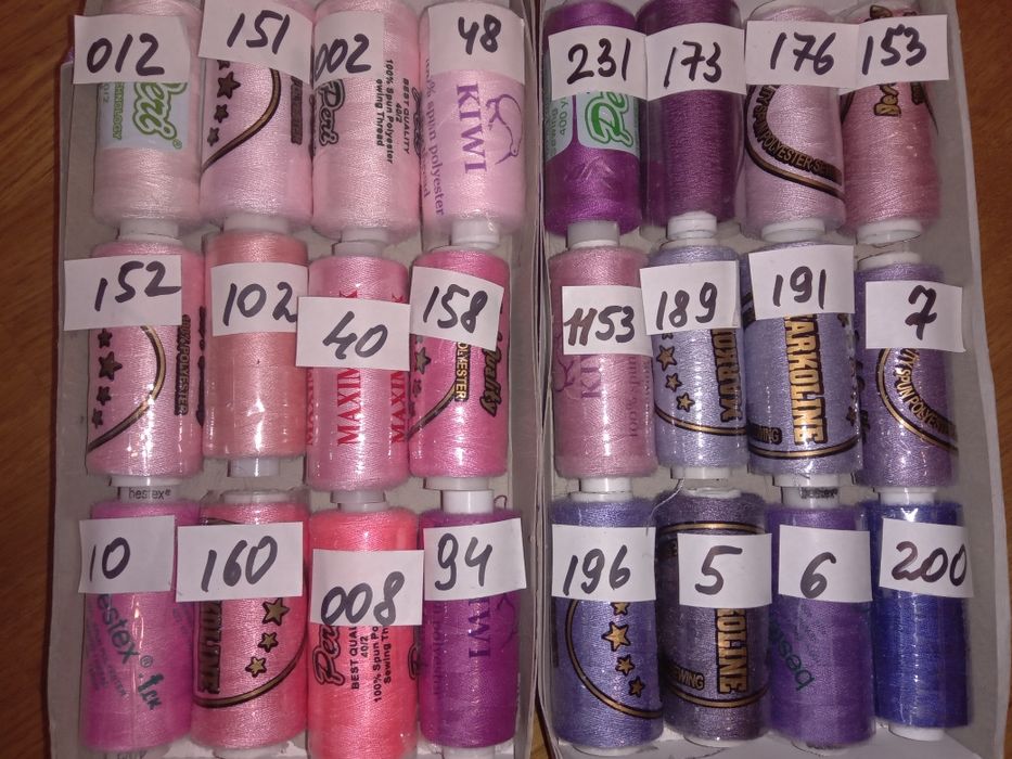 Швейные нитки фирм peri, kivi, mh намотка по 400 ярдов по 10 грн