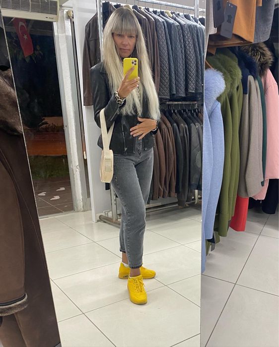 Женские серые джинсы Мом.