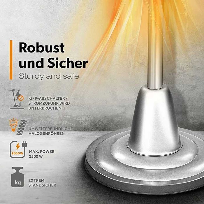 TRESKO Promiennik grzejnik elektryczny na taras  wyświetlaczem LED