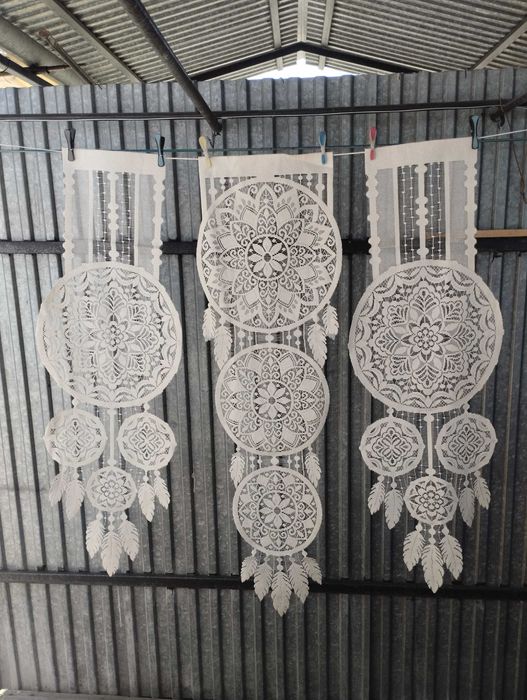 Panel, firanka łapacz snów koloru białego 4 szt.  45 x 130