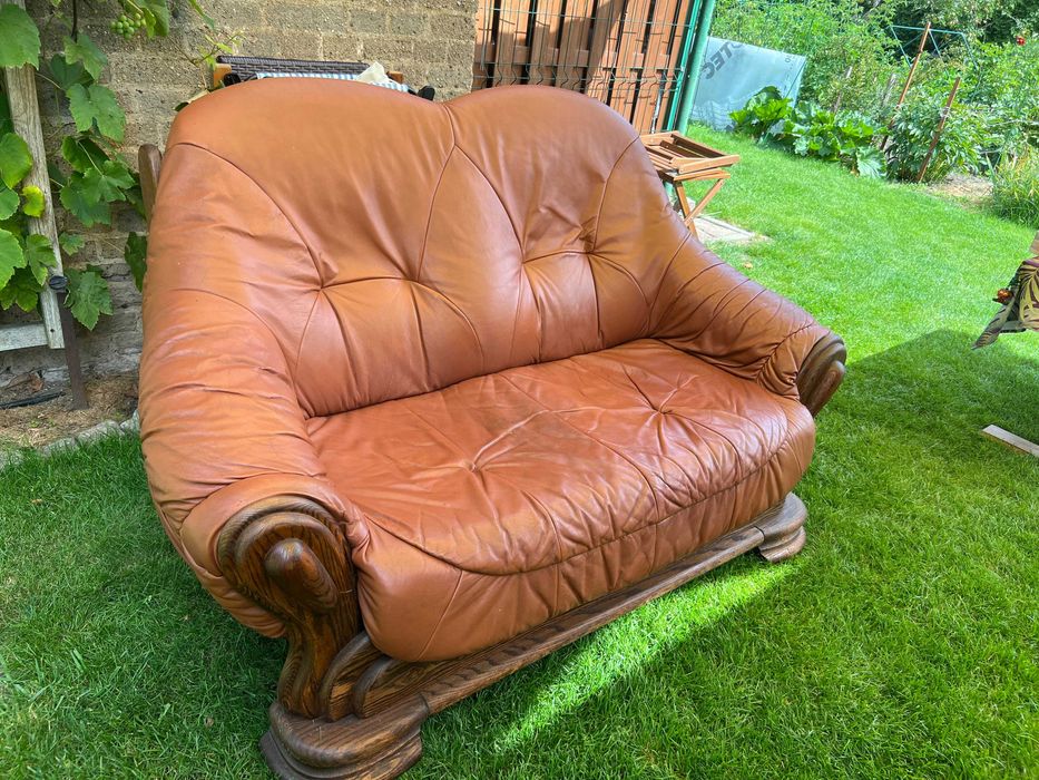 Zestaw wypoczynkowy skórzany 3-2-1