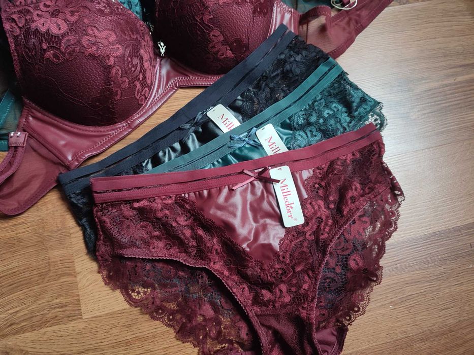 Шикарні комплекти відомого бренду якіснох білизни, мереживо+еко/шкіра.