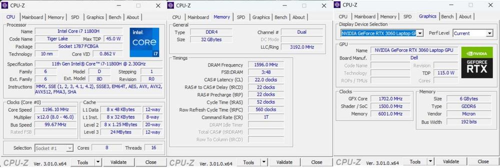 Laptop gamingowy DELL G15/i7-11800H/RTX 3060/32GB RAM/512 SSD