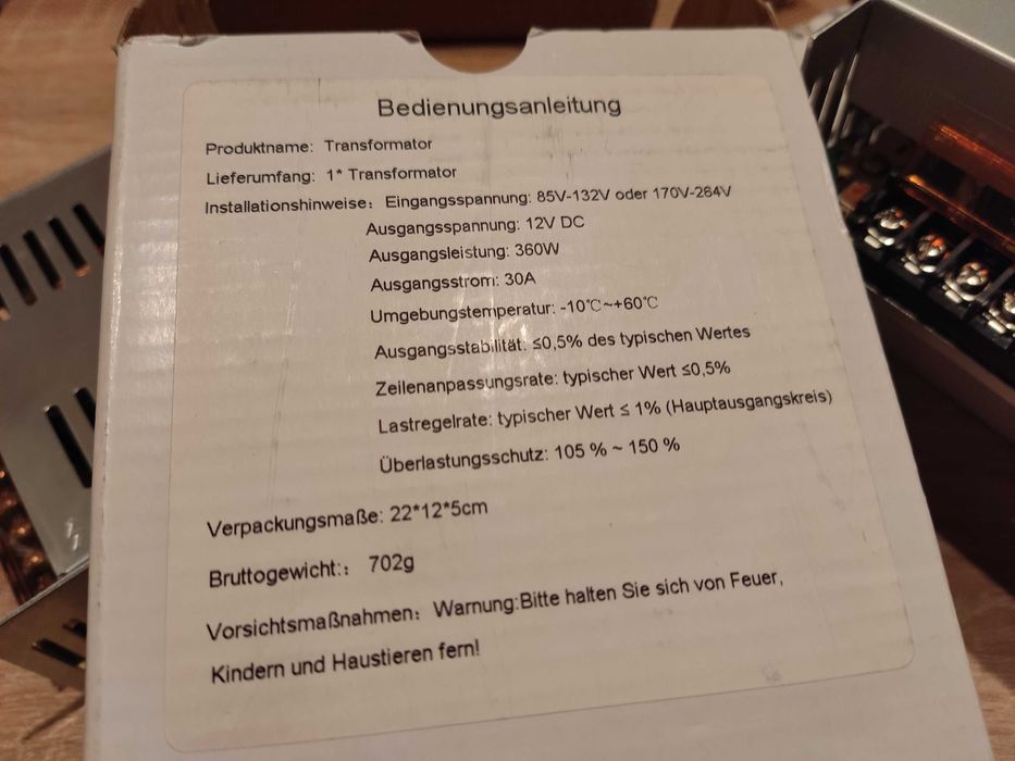 Zasilacz 12V-30A! Reg. Vout ~ 9,5/15V (Możliwa Redundancja) - Nowy